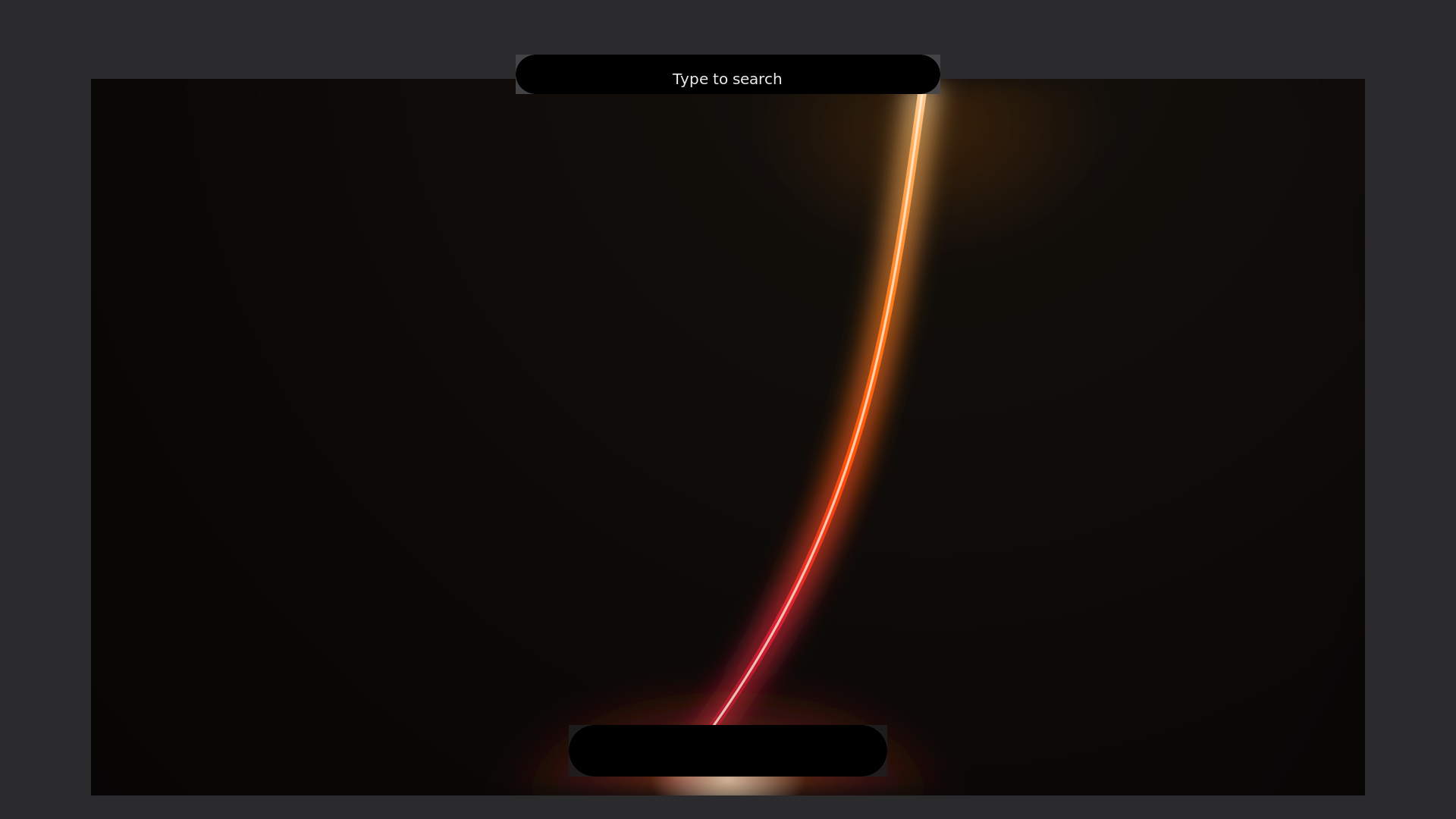 FoundryOS on GNOME — the molten pour wallpaper in Activities overview
